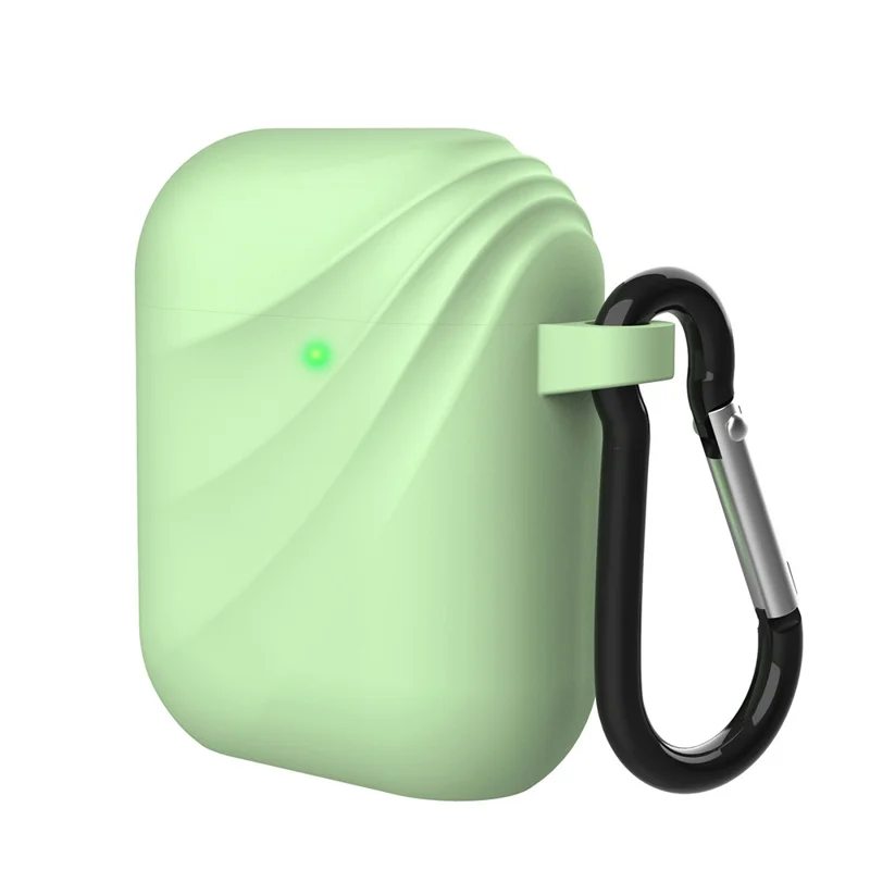 Whirlwind Style Silicone Protective Case with Hook for Apple AirPods with Wireless Charging Case (2019) / AirPods with Charging Case (2019)/(2016) - Green