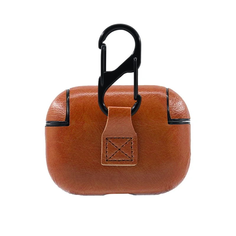 Crazy Horse Texture PU Leather Protective Case for Apple AirPods Pro - Brown