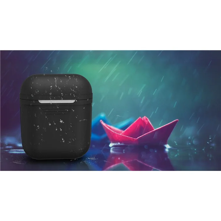 Shock-proof Silicone Protective Cover for Apple AirPods Charging Case - Black