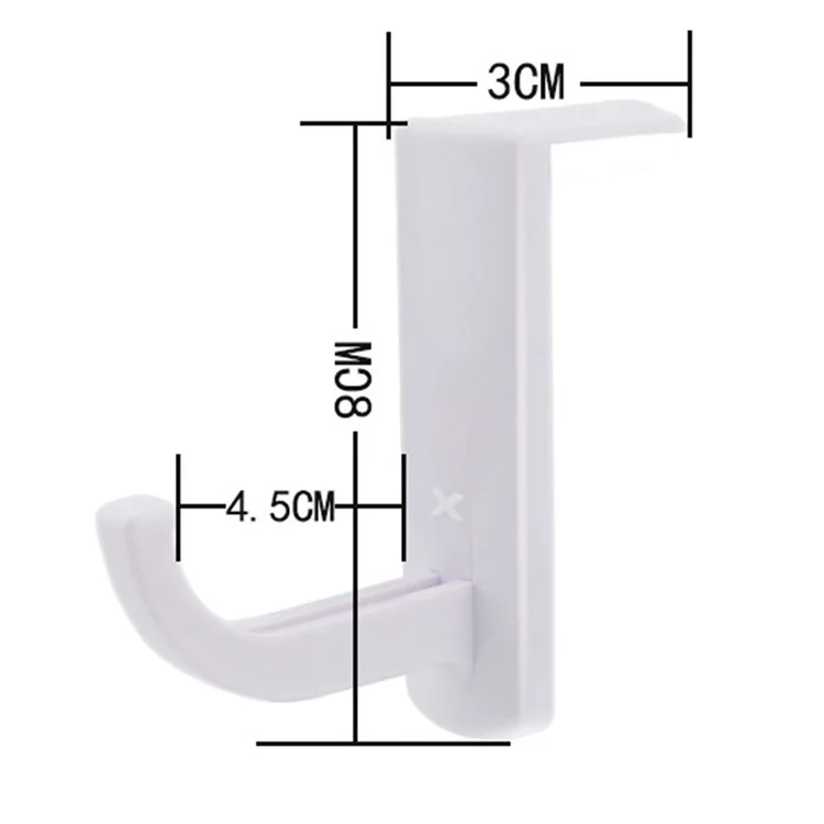 Headset Stick-on Hook Headphone Headset Hanging Hook Stand Holder - White