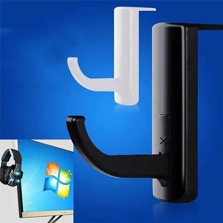 Headset Stick-on Hook Headphone Headset Hanging Hook Stand Holder - White