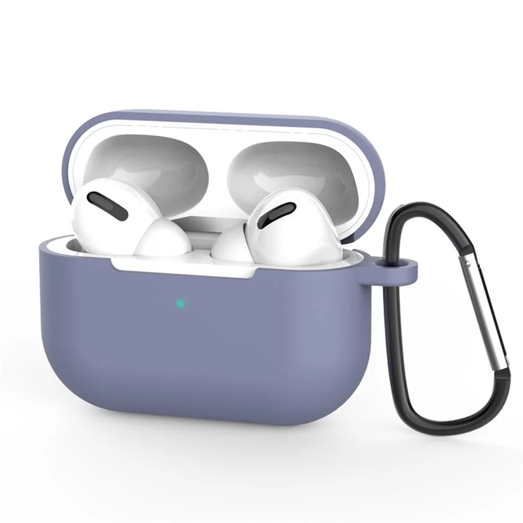 For Airpods Pro Thick Silicone Case with Buckle - Baby Blue