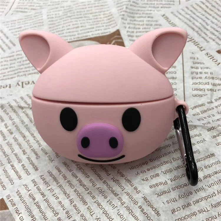 Case em Fones de Ouvido de Silicone em Forma de Desenho Animado Para Apple Airpods Pro - Porco Rosa