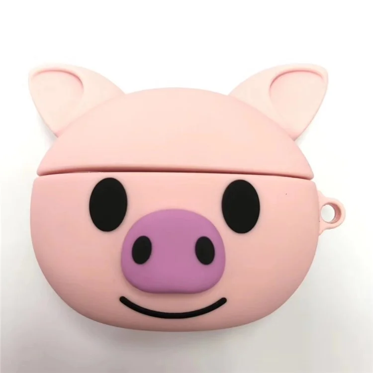 Capa de silicone em forma de desenho animado para fones de ouvido Apple AirPods Pro - Porco rosa
