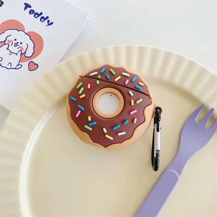 Custodia in silicone a forma di ciambella creativa per cuffie Apple AirPods con custodia di ricarica wireless (2019)/AirPods con custodia di ricarica (2019)/(2016)