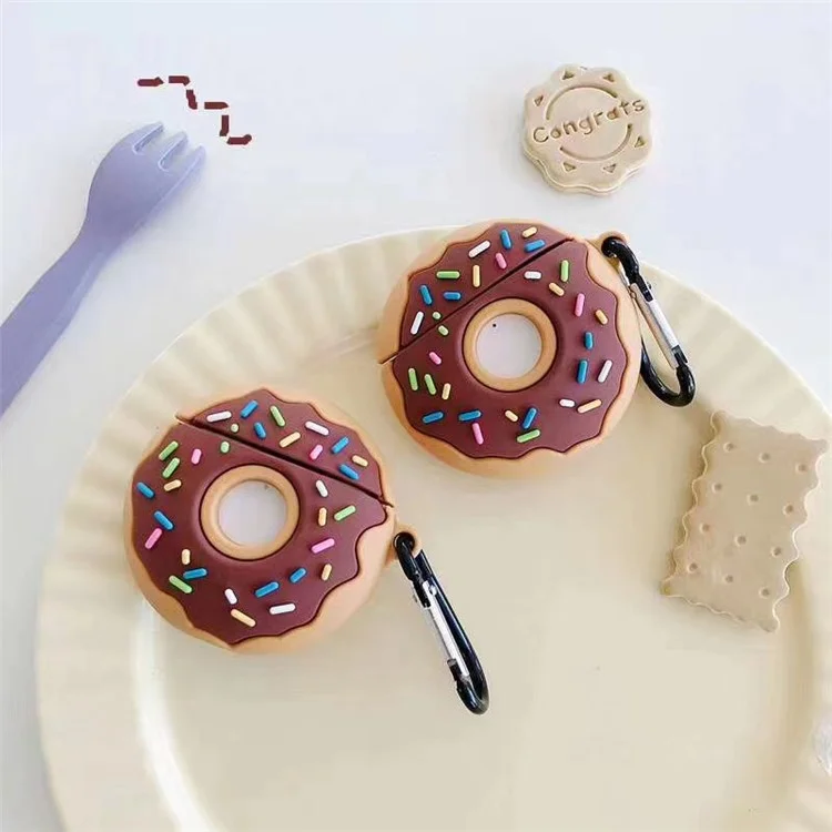Custodia in silicone a forma di ciambella creativa per cuffie Apple AirPods con custodia di ricarica wireless (2019)/AirPods con custodia di ricarica (2019)/(2016)