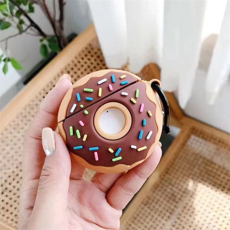 Custodia in silicone a forma di ciambella creativa per cuffie Apple AirPods con custodia di ricarica wireless (2019)/AirPods con custodia di ricarica (2019)/(2016)