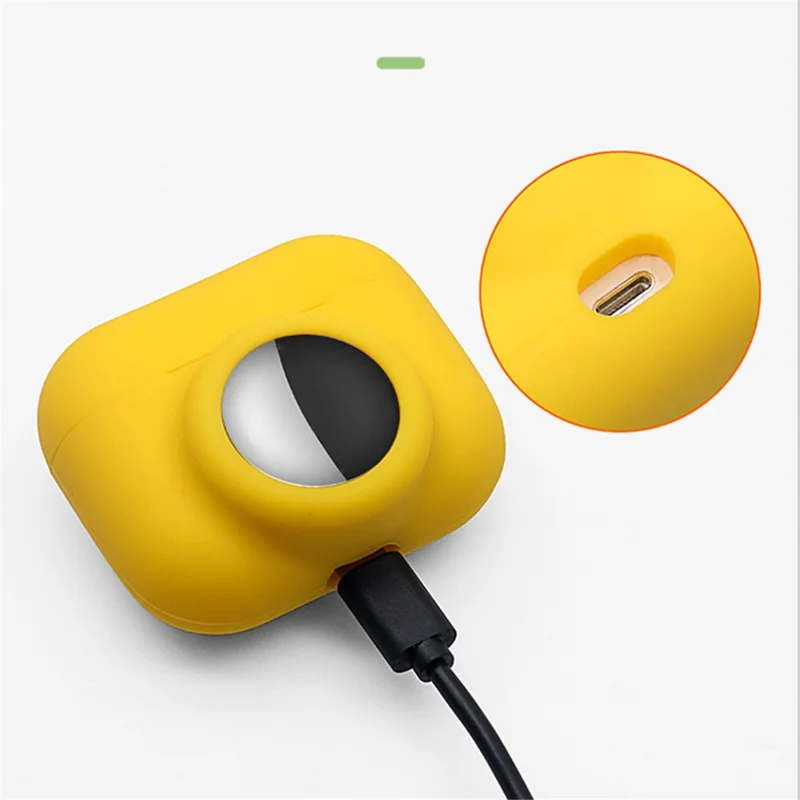 2-in-1 Silicone Protective Cover Case for Apple AirPods Pro AirTag - Red