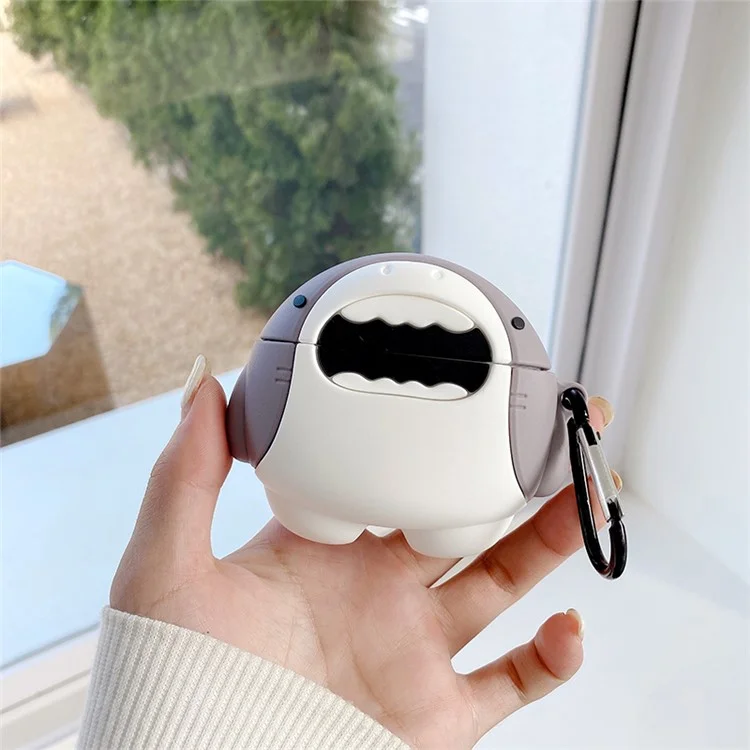 Funda protectora de silicona con diseño de tiburón de dibujos animados para auriculares Bluetooth Beats Studio Buds