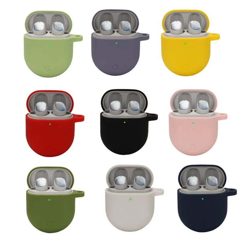 Bluetooth-compatible Earphone Protective Case Soft Silicone Cover with Hanging Buckle for Xiaomi Redmi AirDots 3 Pro - Black