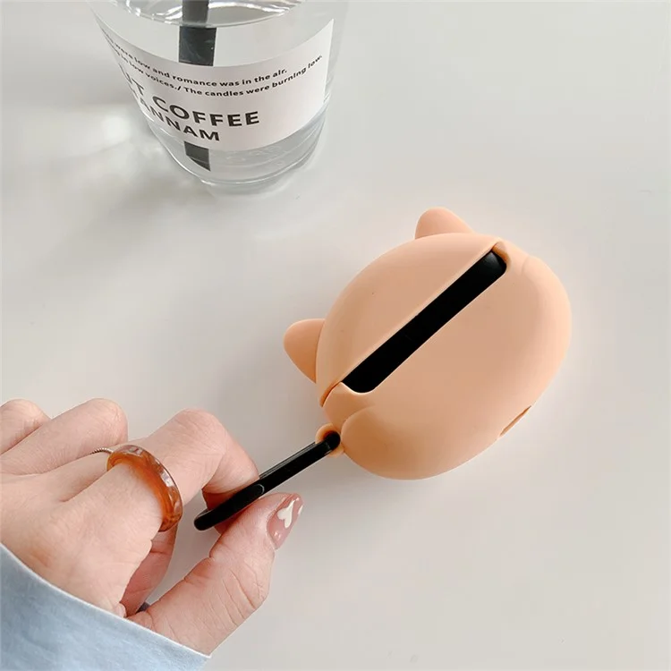 Funda protectora de silicona suave con diseño de dibujos animados lindos para los auriculares Bluetooth Beats Studio Buds - Corgi marrón