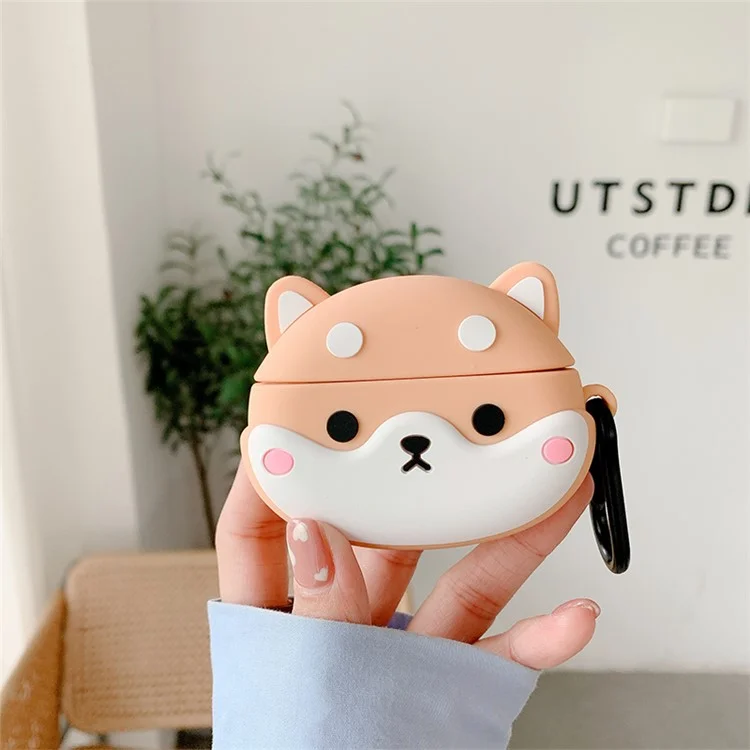 Funda protectora de silicona suave con diseño de dibujos animados lindos para los auriculares Bluetooth Beats Studio Buds - Corgi marrón