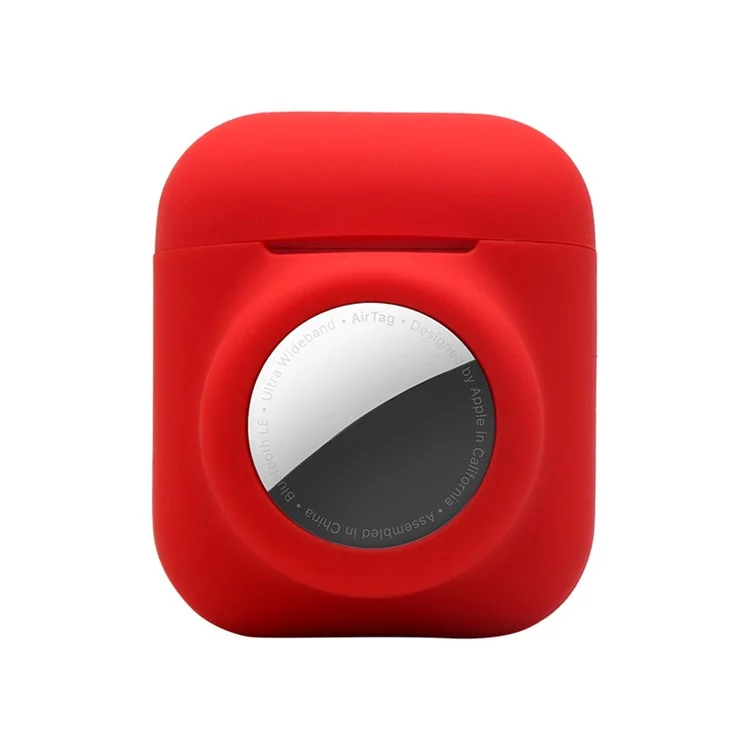 Funda protectora de silicona 2 en 1 para Apple AirPods con estuche de carga (2016)/(2019) / AirPods con estuche de carga inalámbrica (2019) + AirTag - Rojo