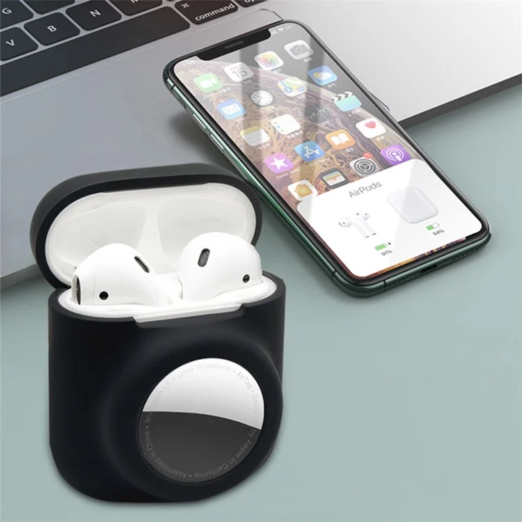 2-в-1 Силиконовый Защитный Чехол Для Apple Airpods С Корпусом Зарядки (2016) / (2019) / AirPods С Беспроводной Зарядкой (2019) + Airtag - Красный