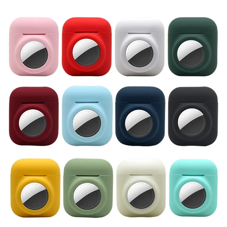 Funda protectora de silicona 2 en 1 para Apple AirPods con estuche de carga (2016)/(2019) / AirPods con estuche de carga inalámbrica (2019) + AirTag - Rojo