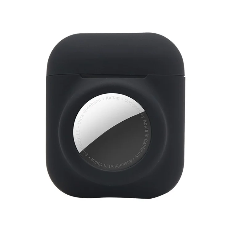 Funda protectora de silicona 2 en 1 para AirPods de Apple con estuche de carga (2016)/(2019) / AirPods con estuche de carga inalámbrica (2019) + AirTag - Negro