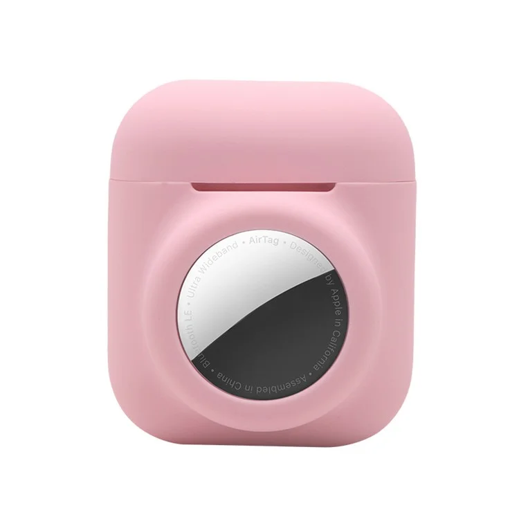 Funda Protectora De Silicona 2 En 1 Para Apple AirPods Con Caja De Carga (2016) / (2019) / Airpods Con Caja De Carga Inalámbrica (2019) + Airtag - Rosa