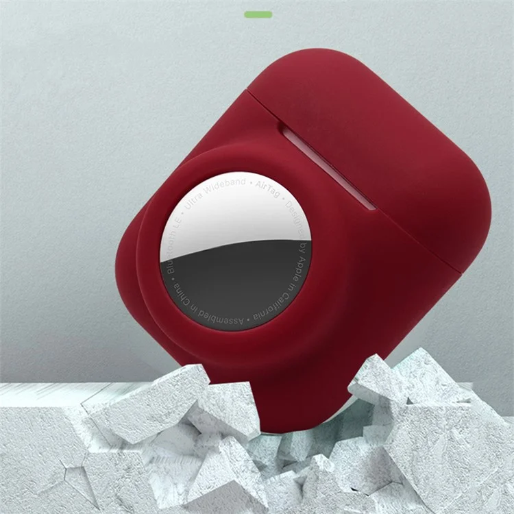 Étui de protection en silicone 2 en 1 pour Apple AirPods avec boîtier de charge (2016)/(2019) / AirPods avec boîtier de charge sans fil (2019) + AirTag - Blanc