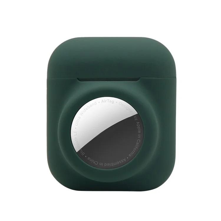 Custodia protettiva in silicone 2 in 1 per Apple AirPods con custodia di ricarica (2016) / (2019) / AirPods con custodia di ricarica wireless (2019) + AirTag - Blackish Green