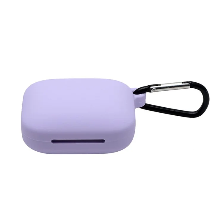 Bluetooth Earphone Soft Silicone Cover Protective Case with Hanging Buckle for OnePlus Buds Pro - Purple