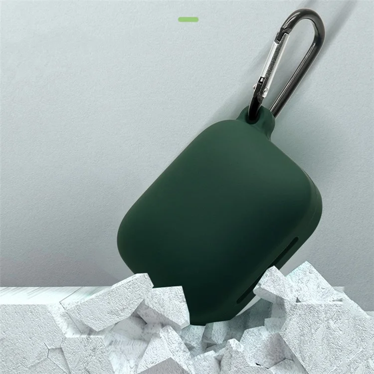 Funda Protectora De La Cubierta De Silicona Suave Del Auricular De Bluetooth Con Hebilla Colgante Para OnePlus Buds Pro - Verde