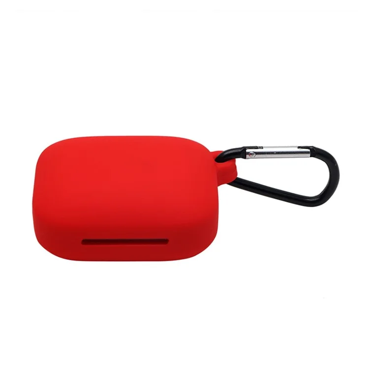 Bluetooth Earphone Soft Silicone Cover Protective Case with Hanging Buckle for OnePlus Buds Pro - Red