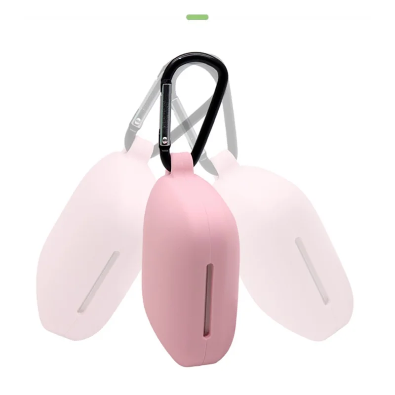 Bluetooth-compatible Earphone Soft Silicone Cover Protective Case with Hanging Buckle for OnePlus Buds Pro - Pink