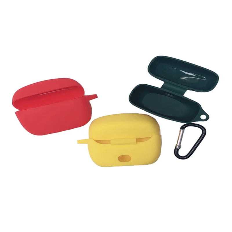 Soft Silicone Bluetooth-compatible Earphone Protective Case Cover with Anti-lost Buckle for JBL TUNE215TWS - Red