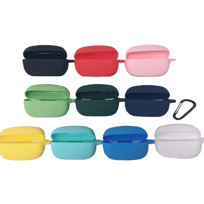 Soft Silicone Bluetooth-compatible Earphone Protective Case Cover with Anti-lost Buckle for JBL TUNE215TWS - Red