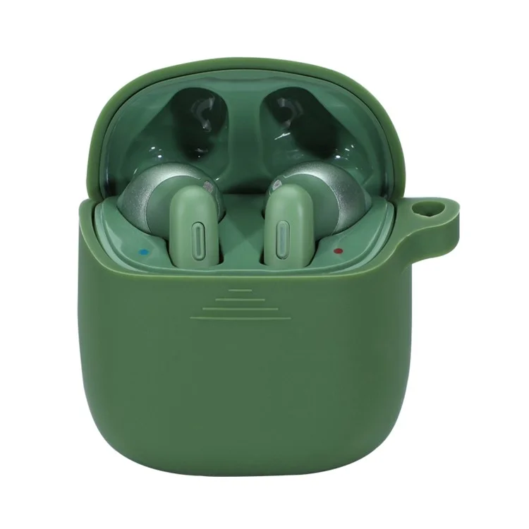 Durable Silicone Bluetooth Earphone Case Protective Cover Shell with Anti-lost Buckle for JBL TUNE220TWS - Grass Green