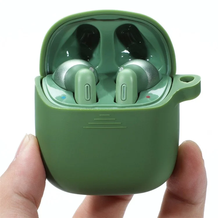 Durable Silicone Bluetooth Earphone Case Protective Cover Shell with Anti-lost Buckle for JBL TUNE220TWS - Grass Green