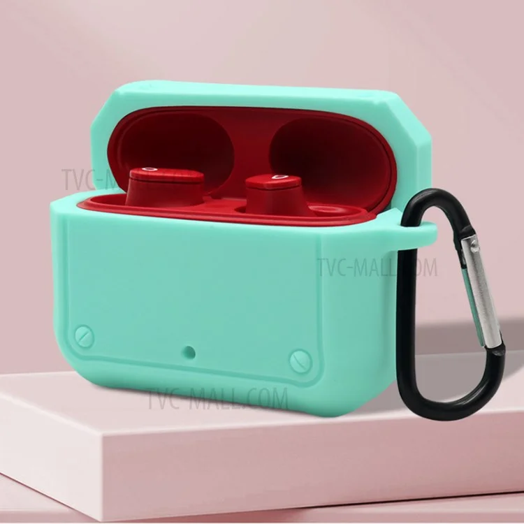 Portable Silicone Wireless Bluetooth-compatible Earphone Carrying Case Storage Bag with Anti-lost Buckle for Beats Studio Buds - Lake Blue