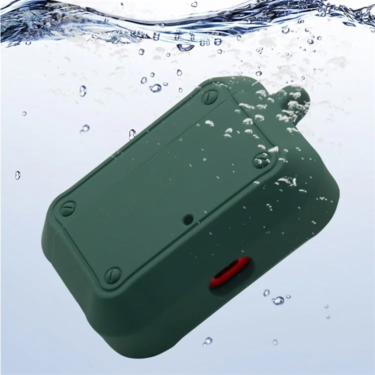 Portable Silicone Wireless Bluetooth-compatible Earphone Carrying Case Storage Bag with Anti-lost Buckle for Beats Studio Buds - Army Green