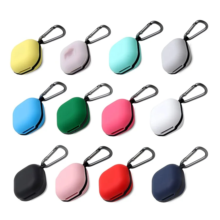 Soft Silicone Wireless Bluetooth-compatible Earphones Case Protective Sleeve with Anti-Lost Buckle for Samsung Galaxy Buds Live - Red