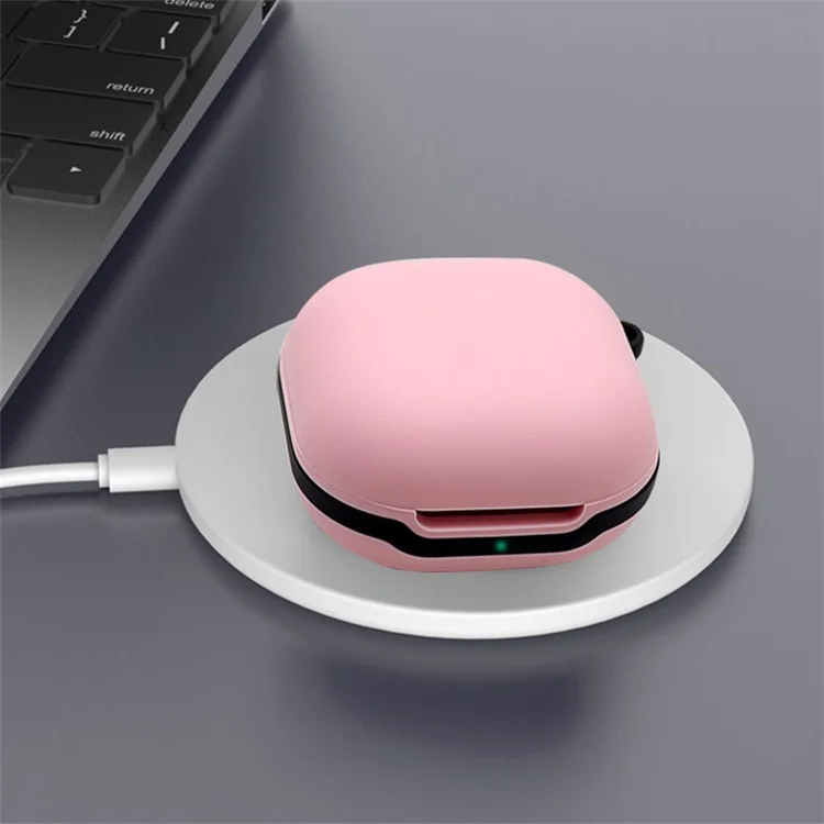 Soft Silicone Wireless Bluetooth-compatible Earphones Case Protective Sleeve with Anti-Lost Buckle for Samsung Galaxy Buds Live - Red