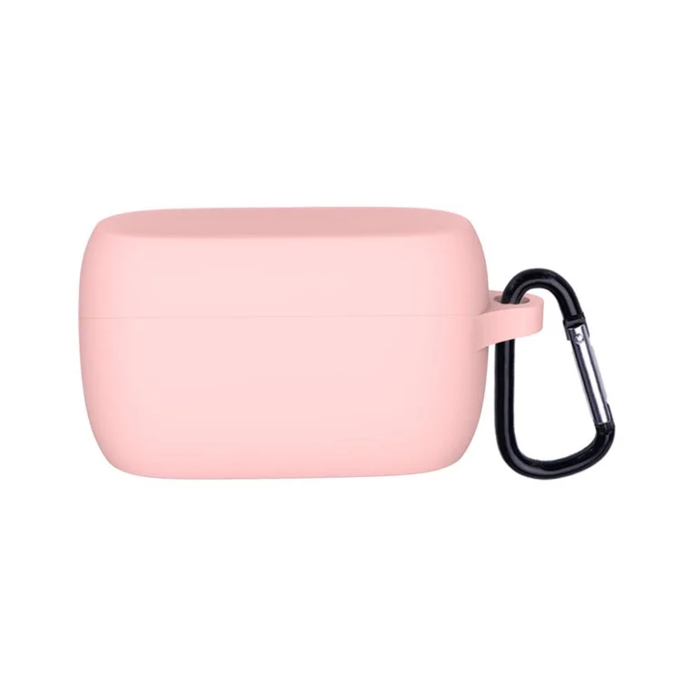 Weiche Silikon-Schutzhülle Bluetooth-Ohrhörer-Cover mit Anti-Verlust-Schnalle für Jabra Elite 3 - Pink