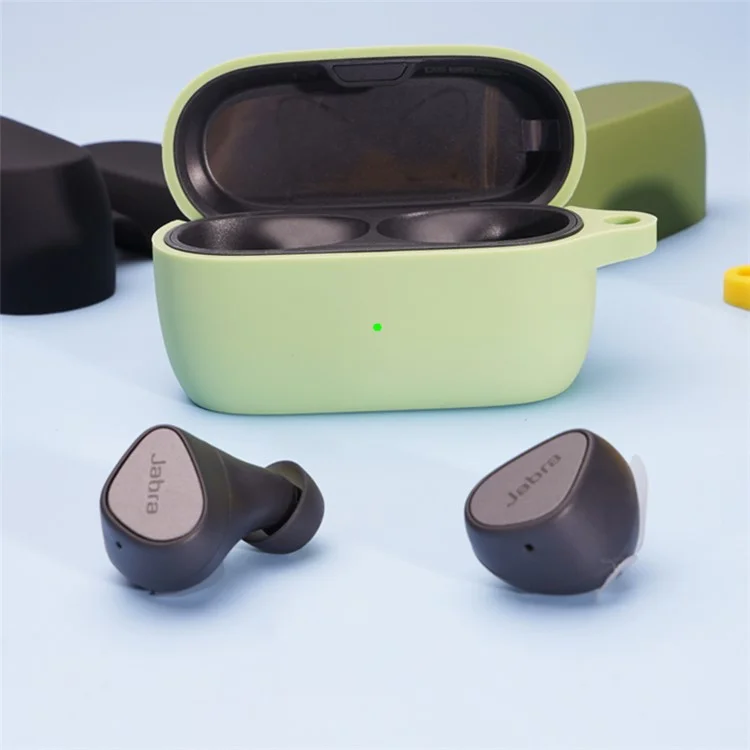Weiche Silikon-Schutzhülle Bluetooth-Ohrhörer-Cover mit Anti-Verlust-Schnalle für Jabra Elite 3 - Pink