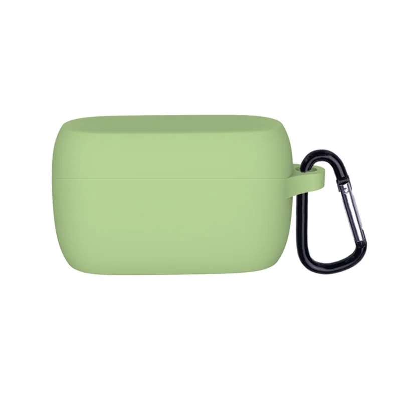 Soft Silicone Protective Case Bluetooth-compatible Earphone Cover with Anti-lost Buckle for Jabra Elite 3 - Matcha Green
