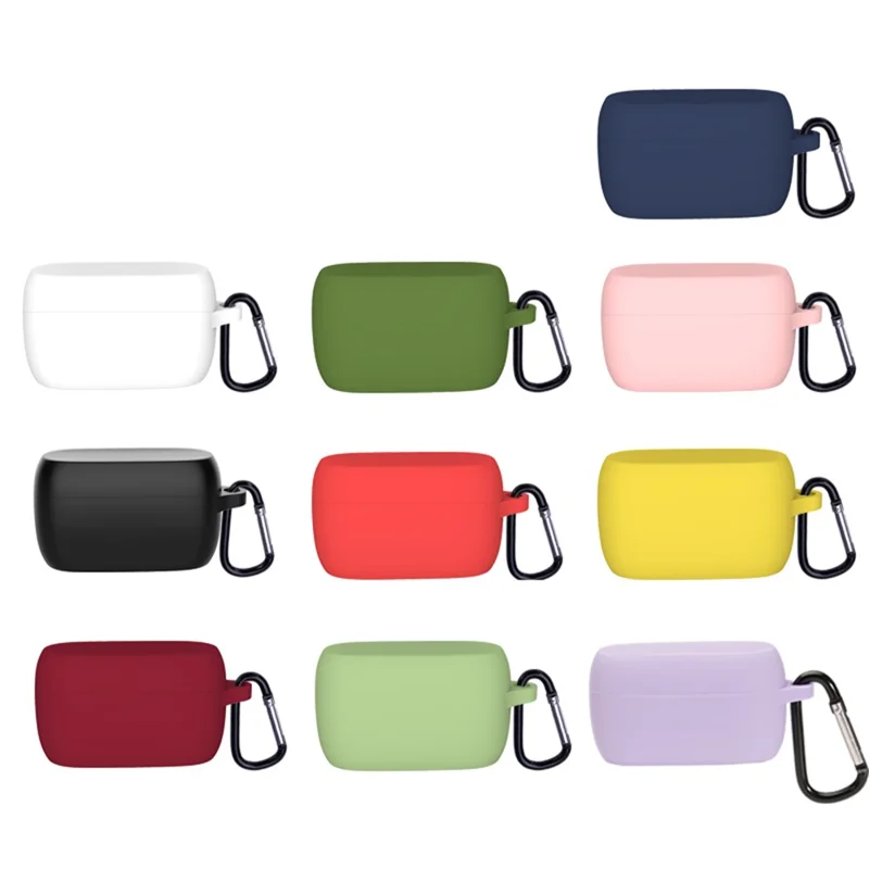 Soft Silicone Protective Case Bluetooth-compatible Earphone Cover with Anti-lost Buckle for Jabra Elite 3 - Matcha Green