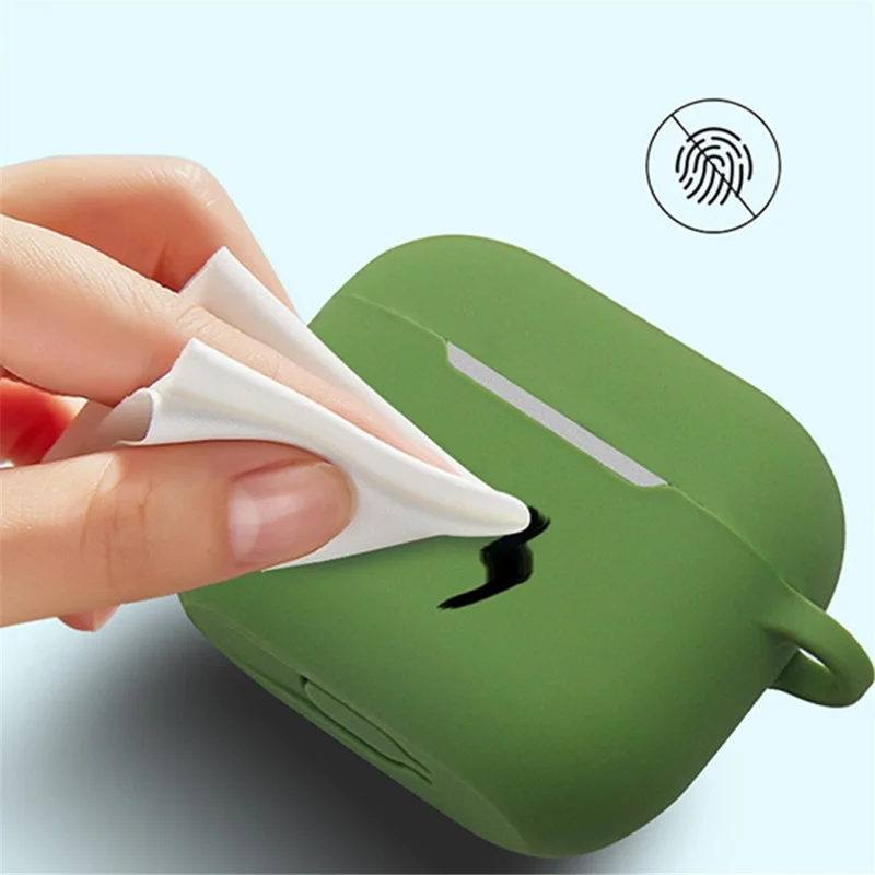Shockproof Soft Silicone Wireless Earphones Skin Cover with Keychain Hook for Apple AirPods 3 - White