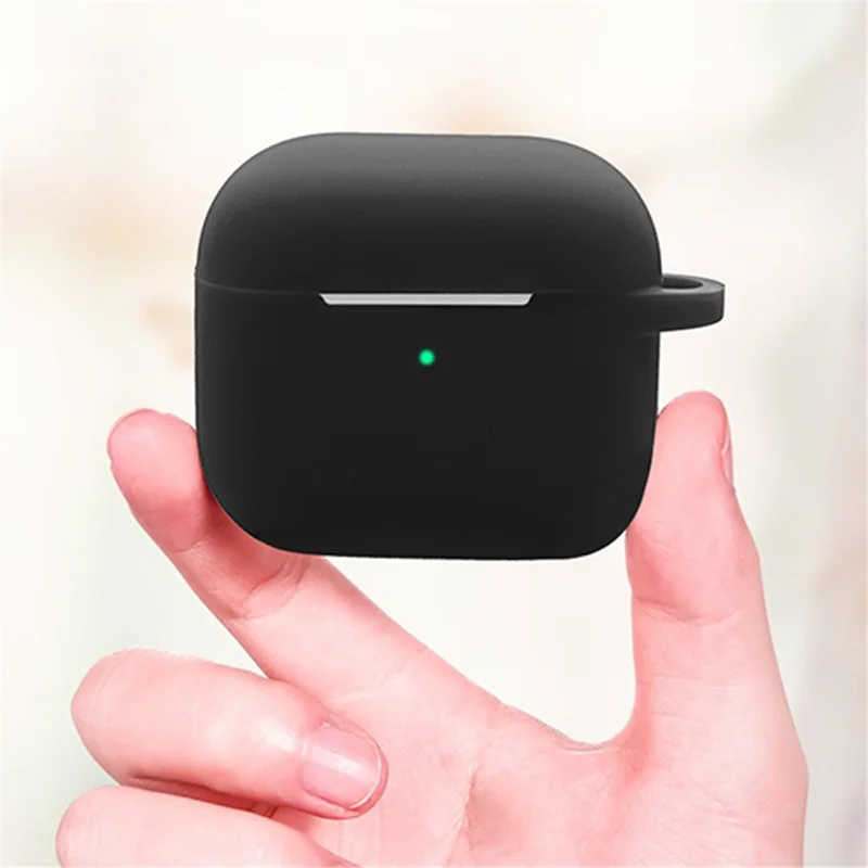 Shockproof Soft Silicone Wireless Earphones Skin Cover with Keychain Hook for Apple AirPods 3 - White