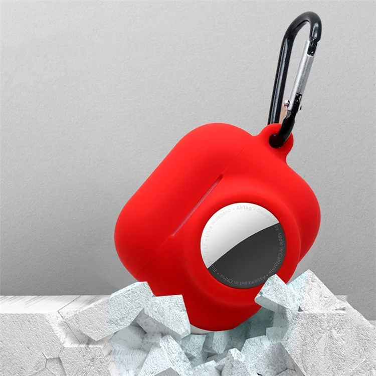 2 in 1 Weiche Silikonhülle Anti-Kratzer Schützende Abdeckung für AirPods 3/AirTag - Schwarz