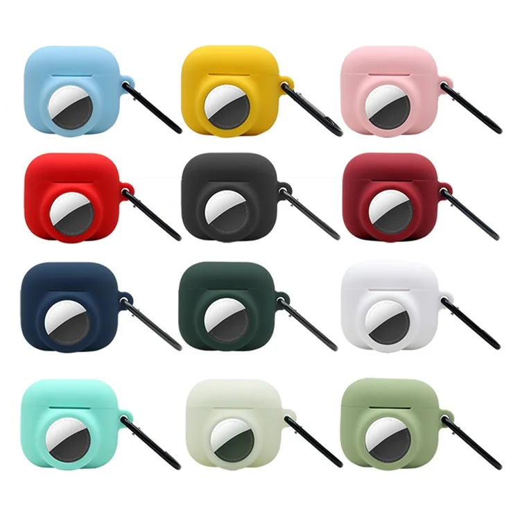 2 in 1 Weiche Silikonhülle Anti-Kratzer Schützende Abdeckung für AirPods 3/AirTag - Schwarz