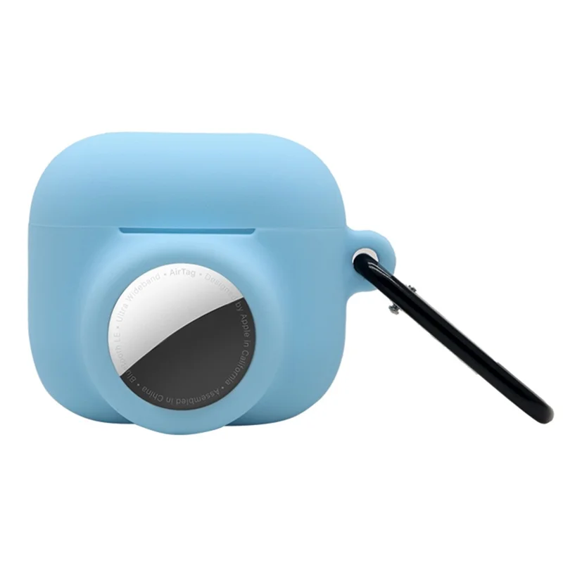 2 in 1 Soft Silicone Case Anti-scratch Protective Cover for AirPods 3/AirTag - Blue
