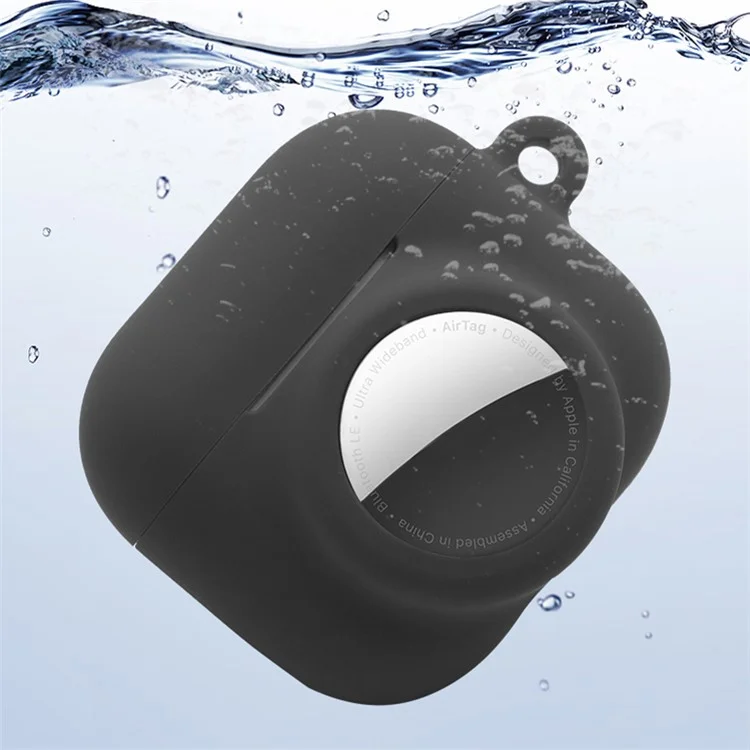 2 in 1 Weich Silikon Hülle Kratzfester Schützender Überzug für AirPods 3/AirTag - Schwärzliches Grün