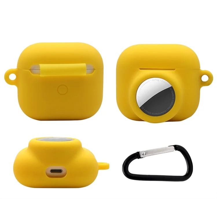 2 in 1 Weich Silikon Hülle Kratzfester Schützender Überzug für AirPods 3/AirTag - Schwärzliches Grün