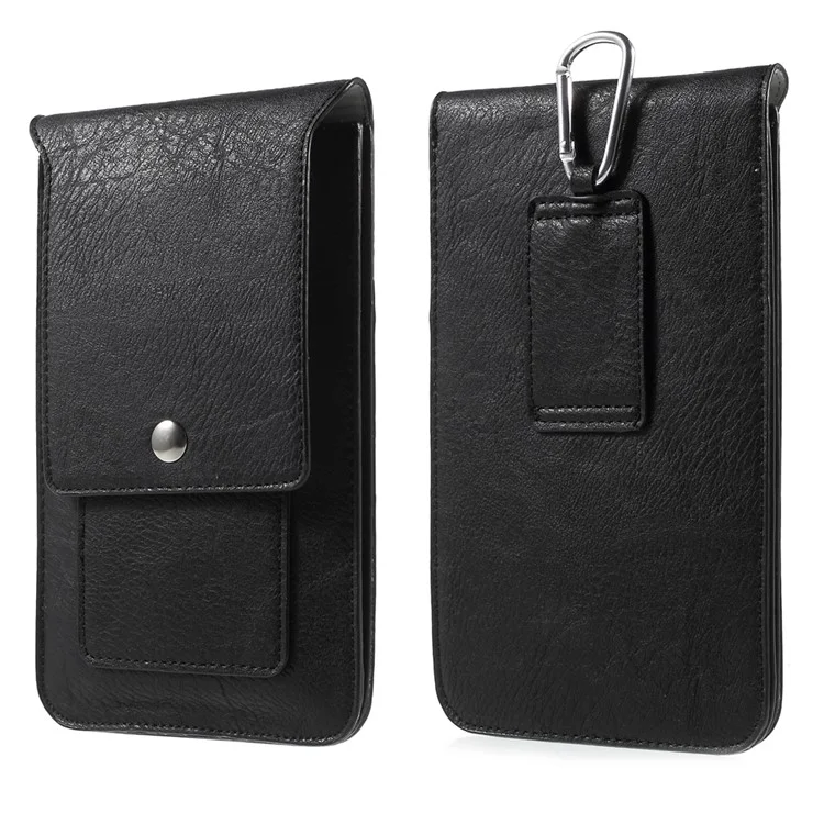Dual-layer Leather Pouch Case with Belt Loop for iPhone 7 Plus/ 6 Plus / 6s Plus, Size: 17 x 10.5cm - Black