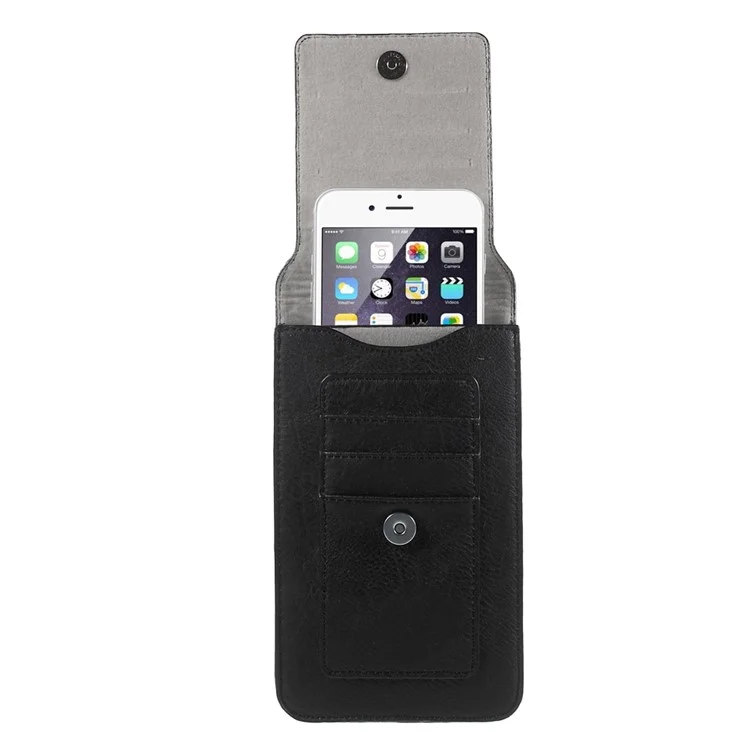 Dual-layer Leather Pouch Case with Belt Loop for iPhone 7 Plus/ 6 Plus / 6s Plus, Size: 17 x 10.5cm - Black