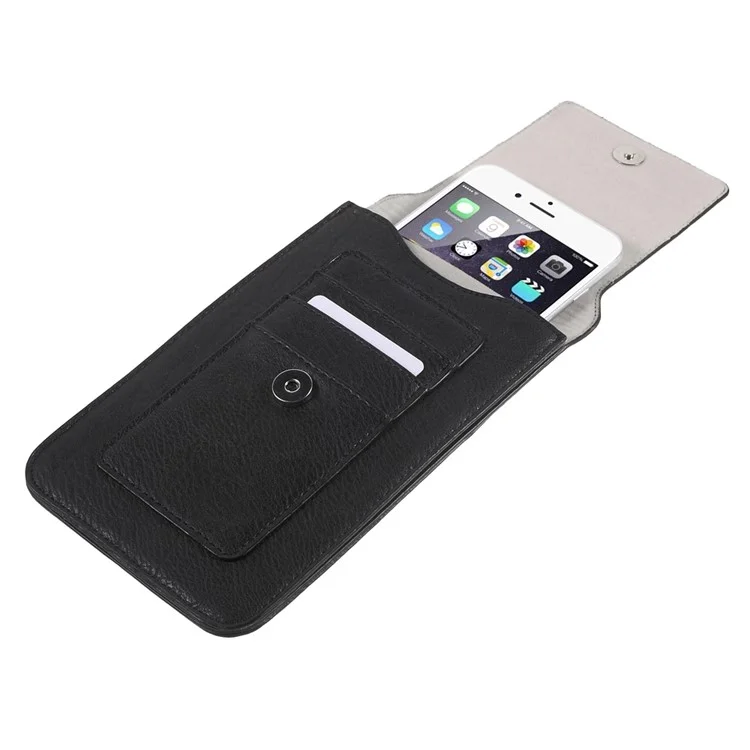 Dual-layer Leather Pouch Case with Belt Loop for iPhone 7 Plus/ 6 Plus / 6s Plus, Size: 17 x 10.5cm - Black