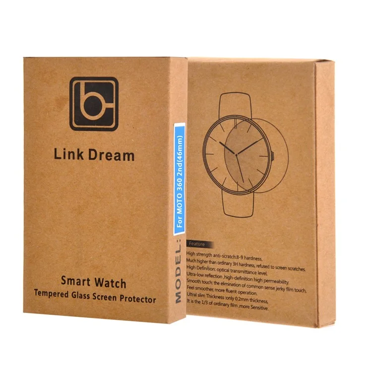 LINK DREAM 0.2mm Tempered Glass Screen Film for Motorola Moto 360 2nd Gen 46mm Smartwatch